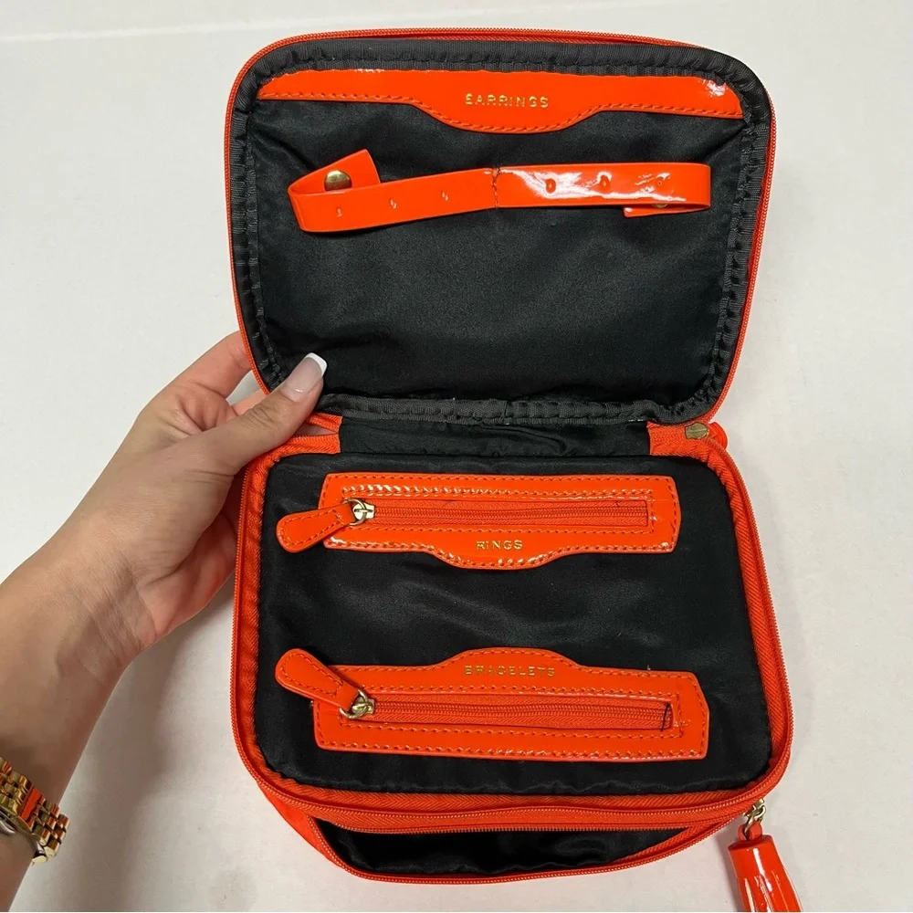 Kate Landry Orange jewelry storage travel organizer vanity bag gift accessory - Picture 4 of 12